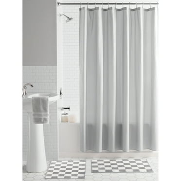 Mainstays 15-Piece Grey Solid Polyester Shower Curtain Bath Set, 70" x 72"