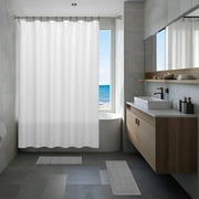 Mainstays 15-Piece White Textured Bathroom Set – Shower Curtain, Bath Rugs & Hooks, Elegant Washable Design