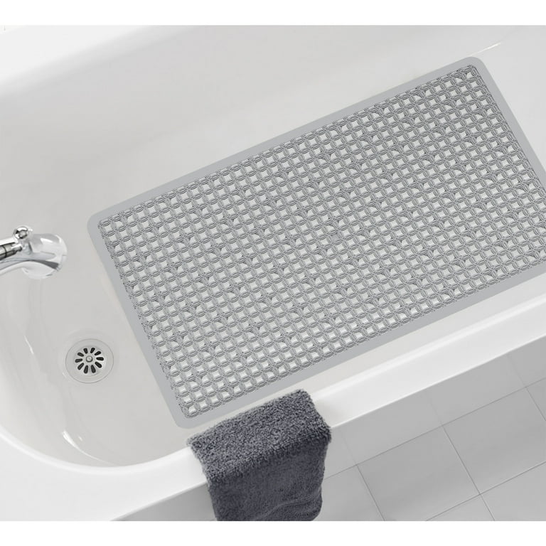 Mainstays 15 x 27 Mildew Resistant Soft on Feet Ring Textured Bathtub Mat with Suction Cups Gray Walmart