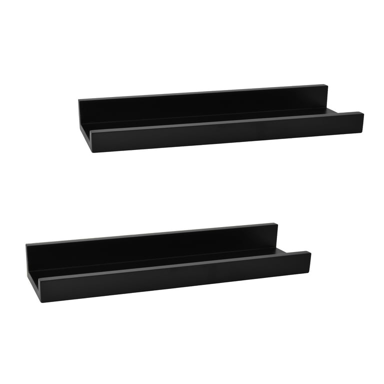 Jessar - Wall Floating Shelf with Compartments and Hooks, 22 x 10.8 x  6.7, Black