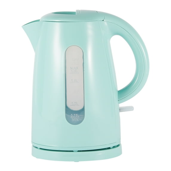 Mainstays 1500 W 1.7-Liter Electric Kettle, Mint Green with Submerged Heating Element