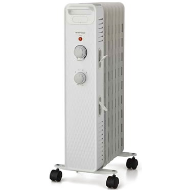 Mainstays 1500W Mechanical Oil Filled Electric Radiant Space Heater, White, New, WSH07O2AWW