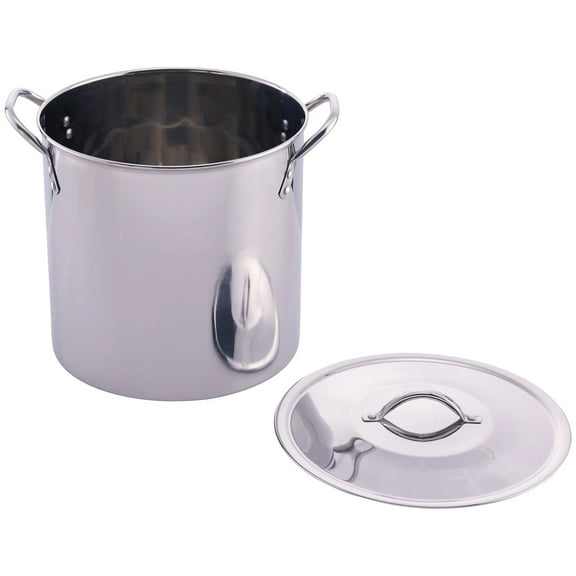 Mainstays 16-Quart Stainless Steel Stock Pot with Metal Lid, Riveted Handles, Stay-Cool Design