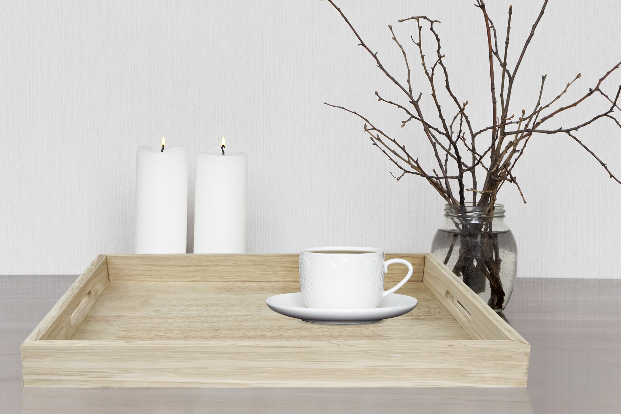 Mainstays 16-inch Blonde Wood Tray, Lightwood Finish, Rectangular Tray, 16inch x 12inch x 2.5inch