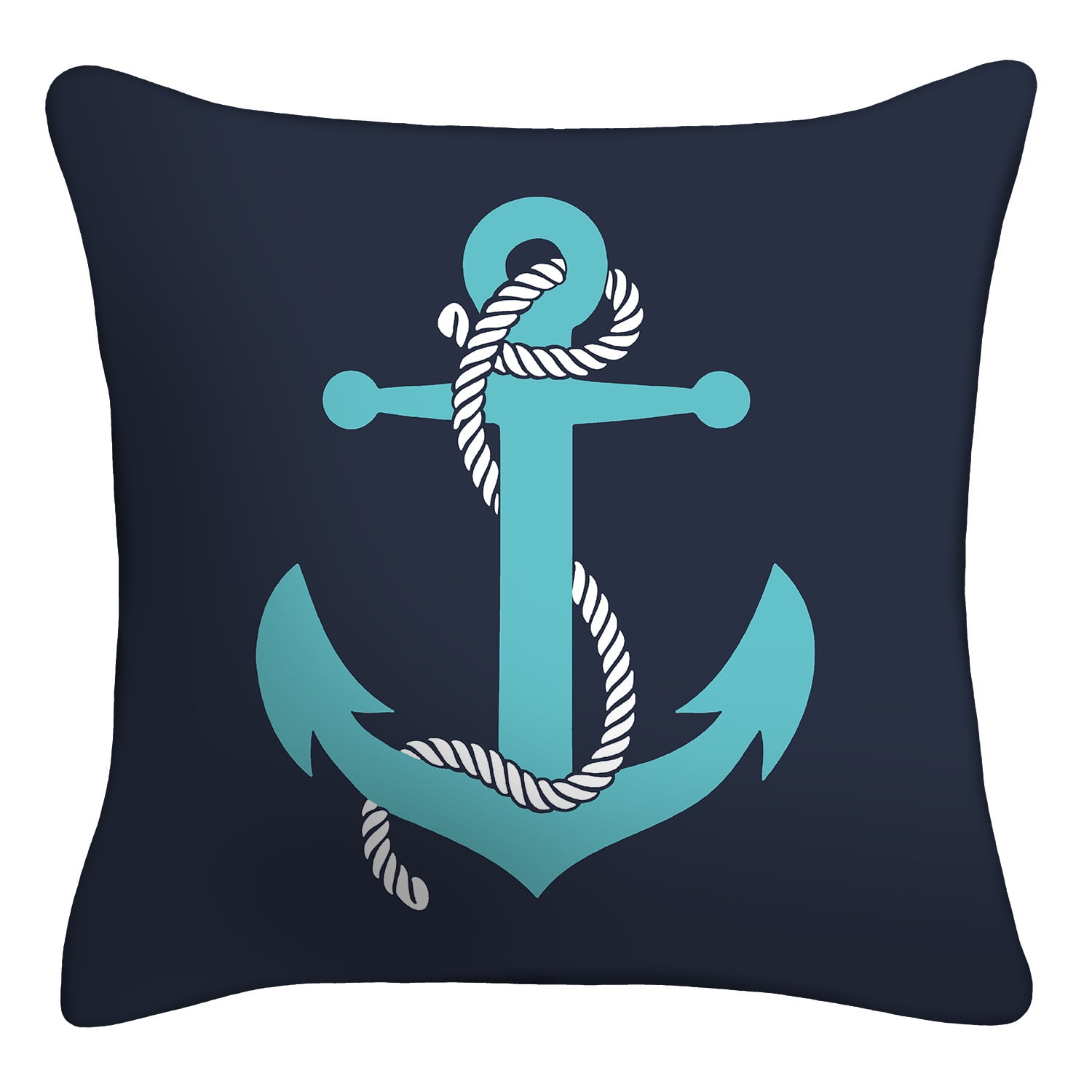 Mainstays 16 in x 16 in Anchor Decorative Outdoor Throw Pillow, Blue
