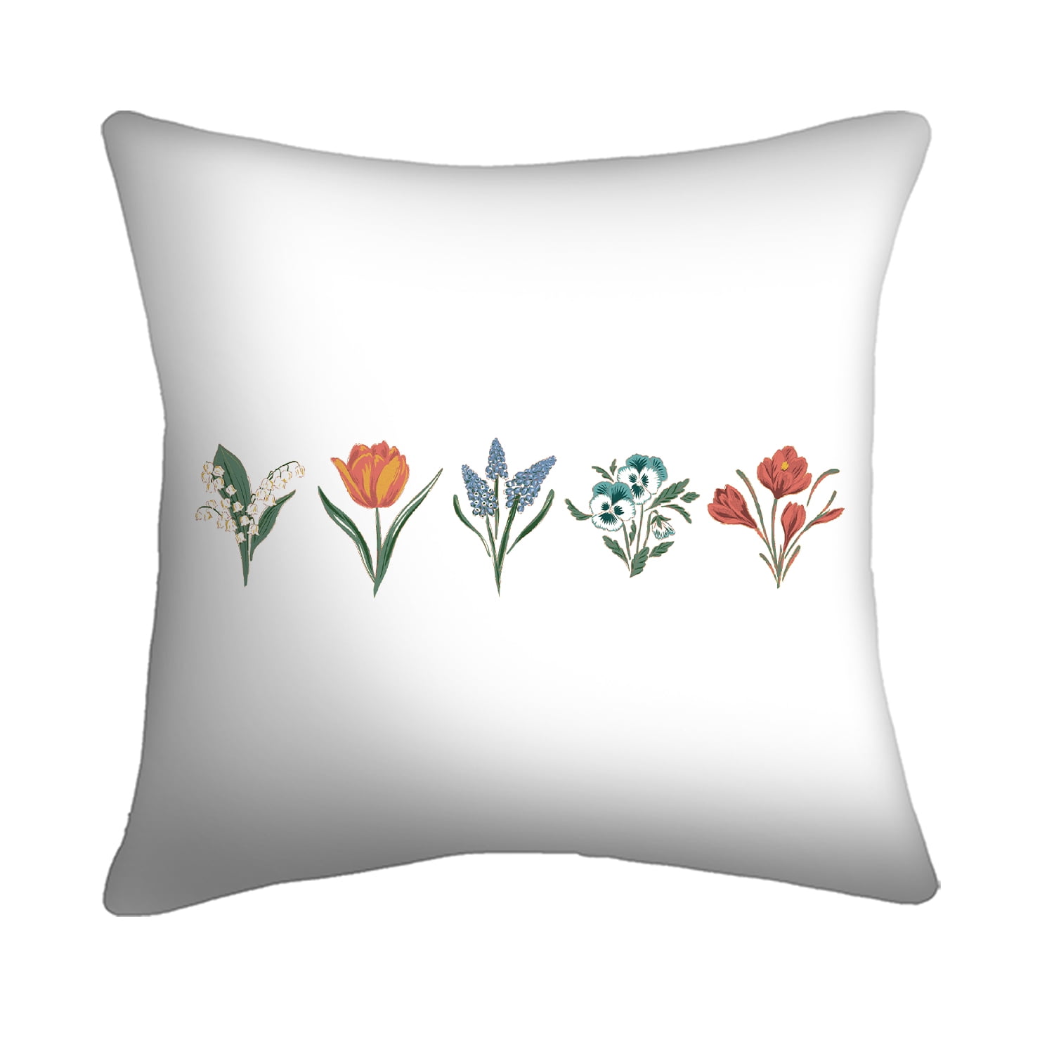 Mainstays 16" x 16" Flower Row Decorative Outdoor Throw Pillow, Multicolor