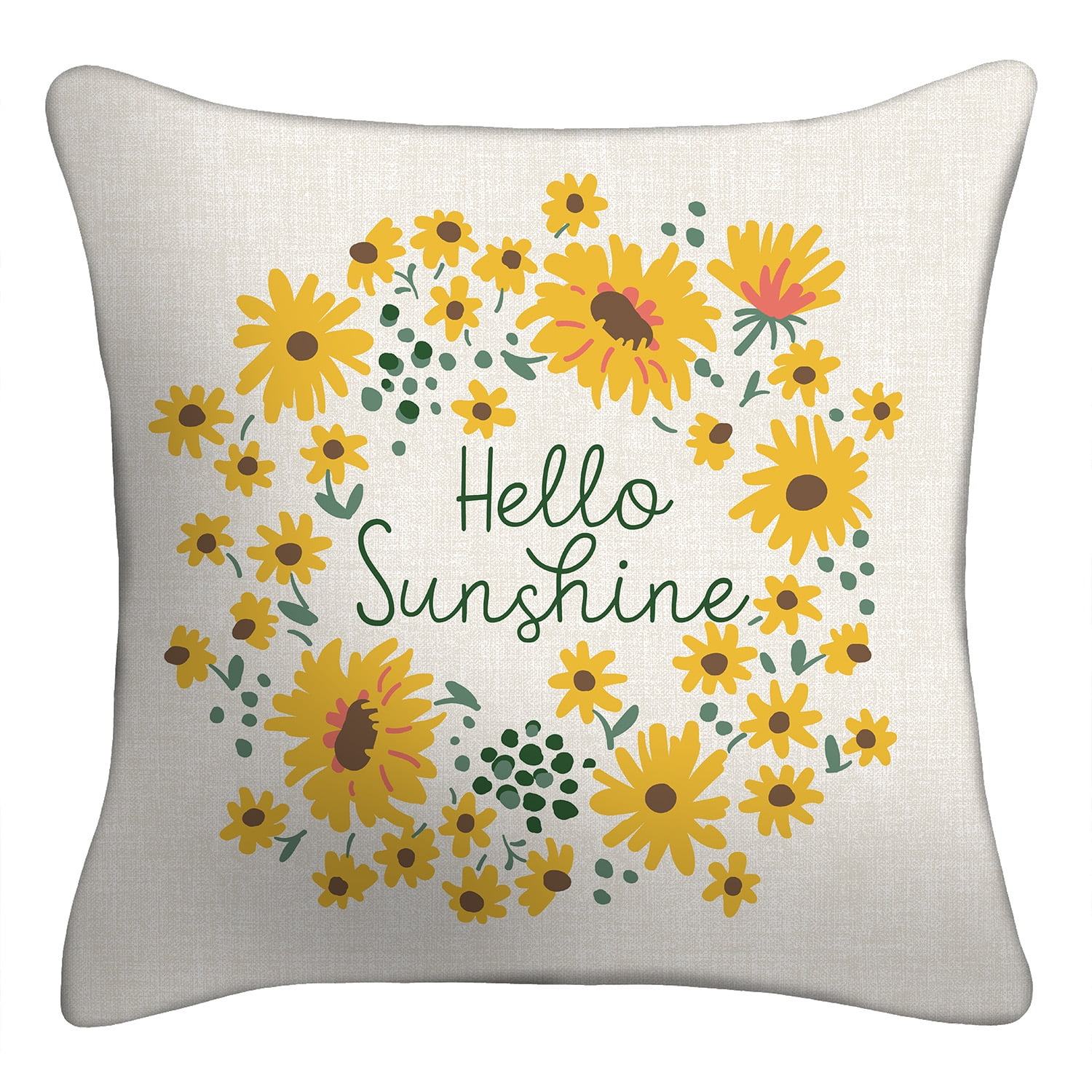 Mainstays 16" x 16" Hello Sunshine Decorative Outdoor Throw Pillow, Off-White/Yellow