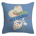 thumbnail interactive-video image 1 of Mainstays 16" x 16" Hey Cowboy Reversible Decorative Outdoor Throw Pillow, Blue/Multi, 1 of 9