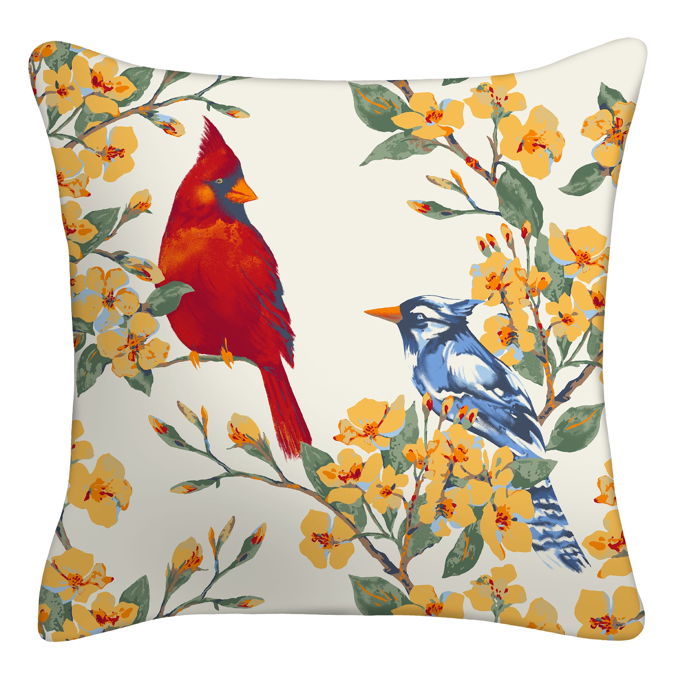 Mainstays 16" x 16" Reversible Bird Duo Decorative Outdoor Throw Pillow, Multi