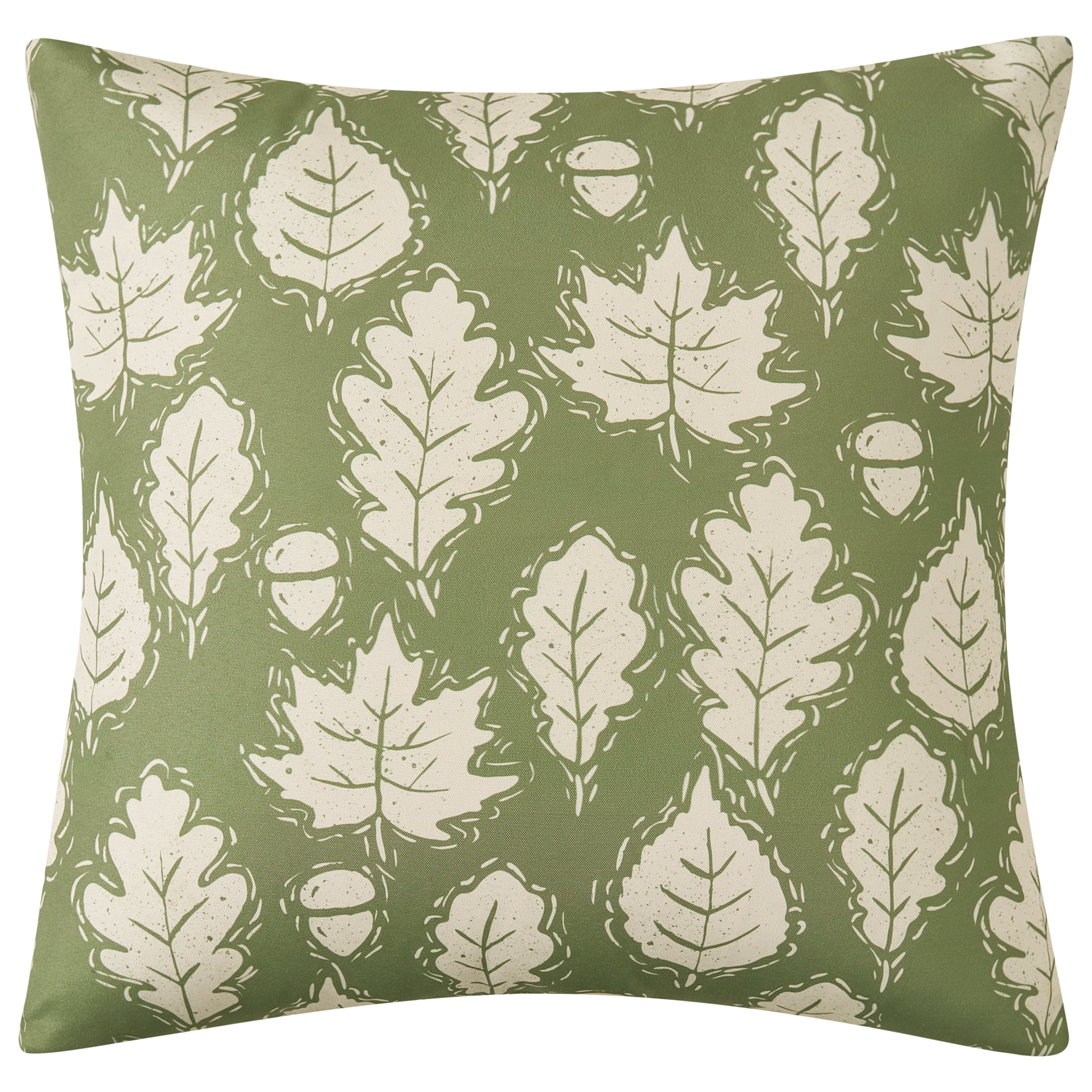 Mainstays 16" x 16" Reversible Decorative Outdoor Throw Pillow, Green Fall Leaf