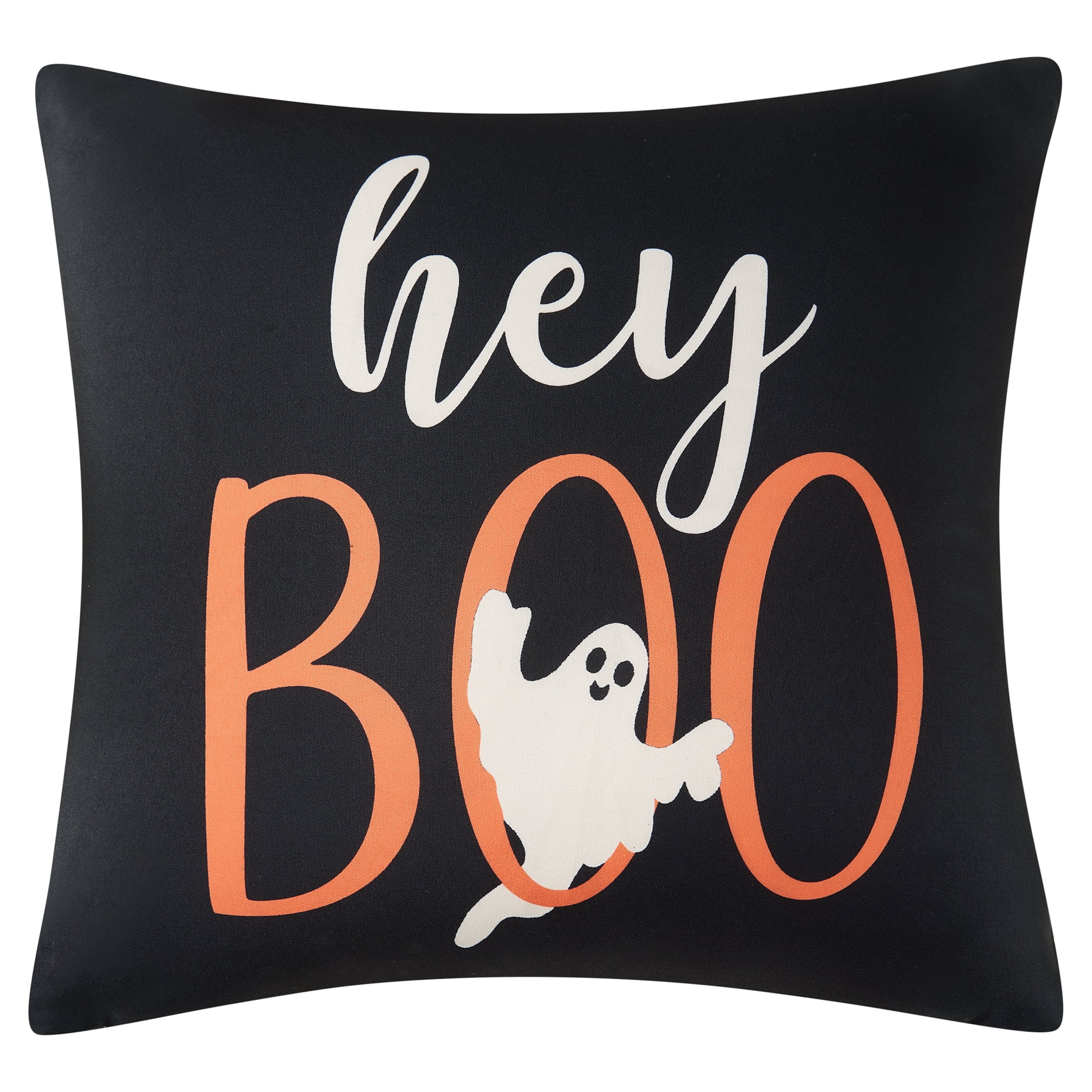 Mainstays 16" x 16" Reversible Decorative Outdoor Throw Pillow, Hey Boo