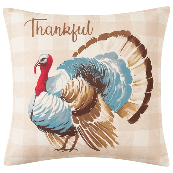 Mainstays 16" x 16" Reversible Decorative Outdoor Throw Pillow, Turkey