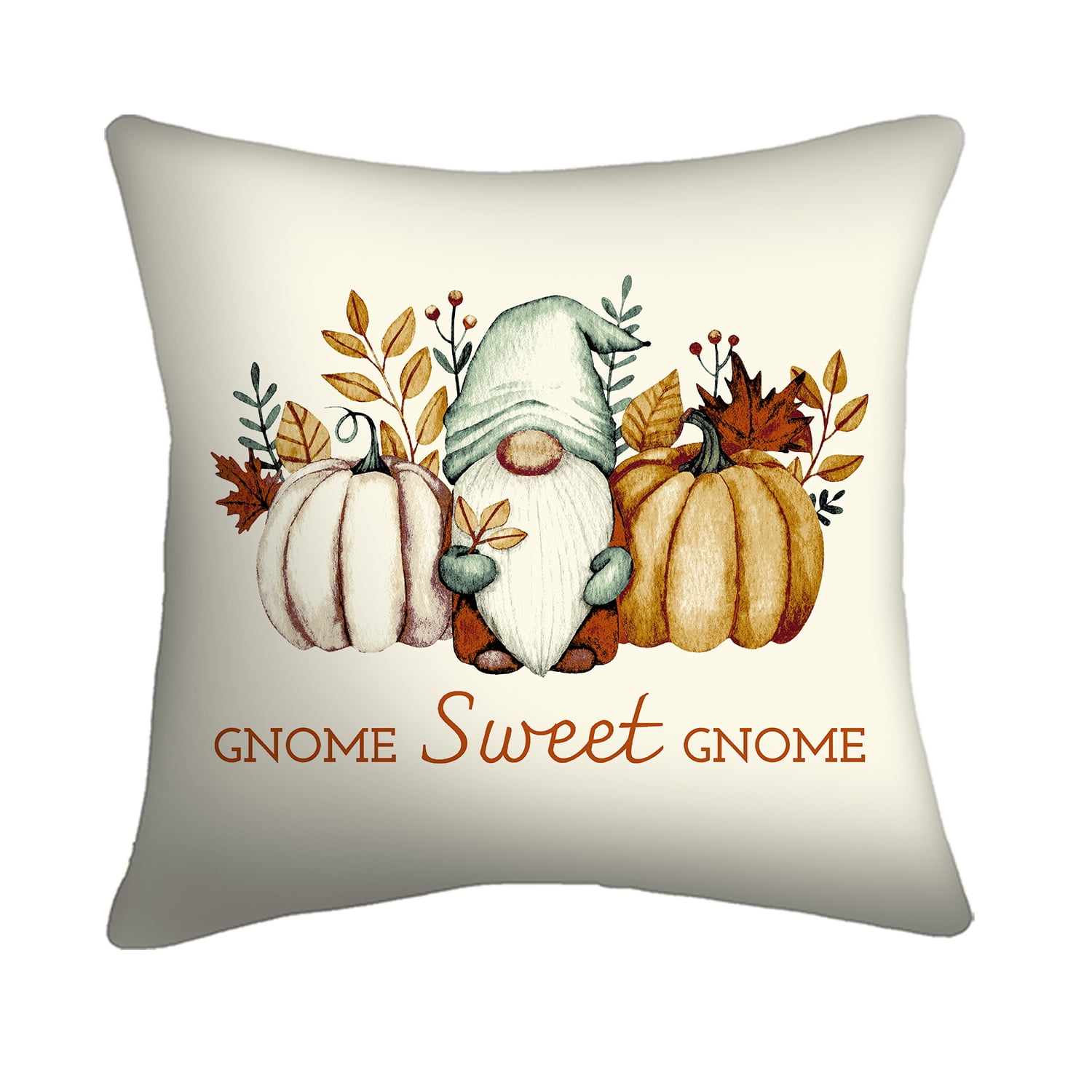 Mainstays 16" x 16" Reversible Floral Gnome Decorative Outdoor Throw Pillow, Multi, 1 Count