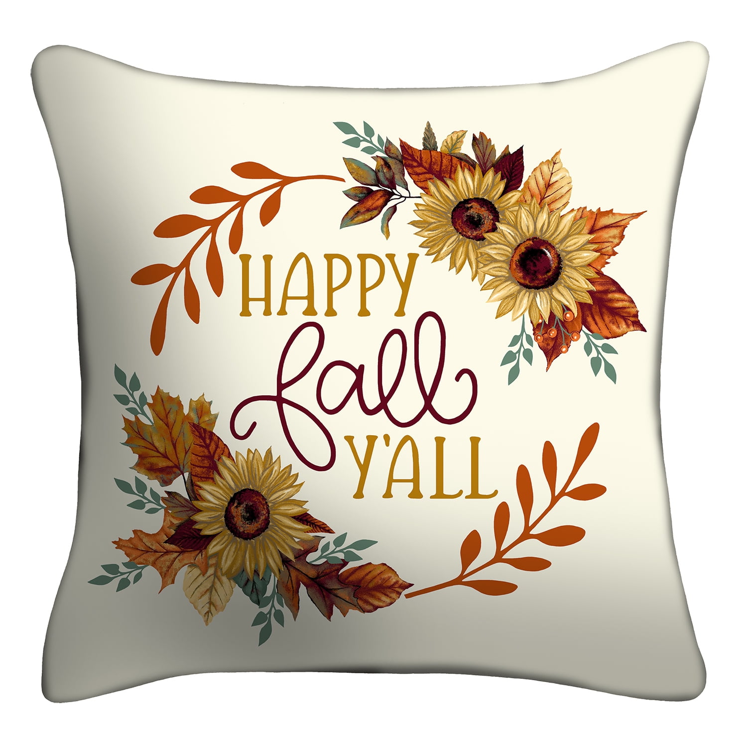 Mainstays 16" x 16" Reversible Happy Fall Ya'll Decorative Outdoor Throw Pillow, Multi, 1 Count