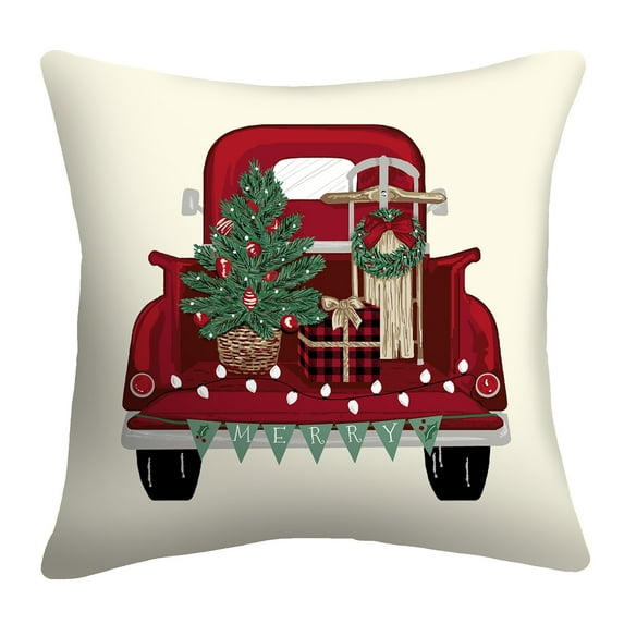 Mainstays 16" x 16" Reversible Holiday Truck Decorative Outdoor Throw Pillow, Multi
