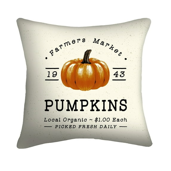 Mainstays 16" x 16" Reversible Pumpkin Decorative Outdoor Throw Pillow, White, 1 Count
