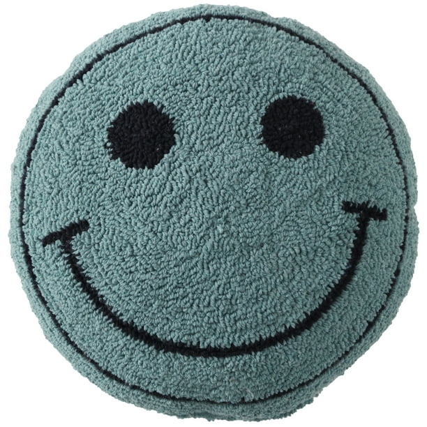 Mainstays 16 in x 16 in Smiley Face Decorative Pillow, Sage Green