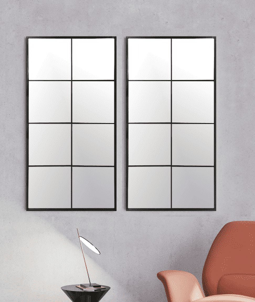 Mainstays 16" x 32" Black Windowpane Mirror Set, Set of 2