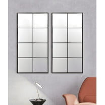 Mainstays 16" x 32" Black Windowpane Mirror Set, Set of 2