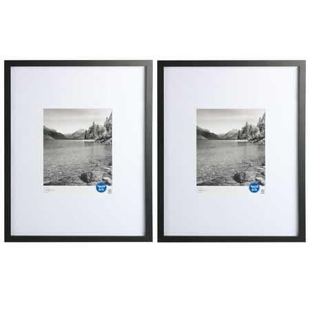 Mainstays – 8x10 Picture Frame – Black 2 Piece Gallery Set Matted Wall Photo Frame