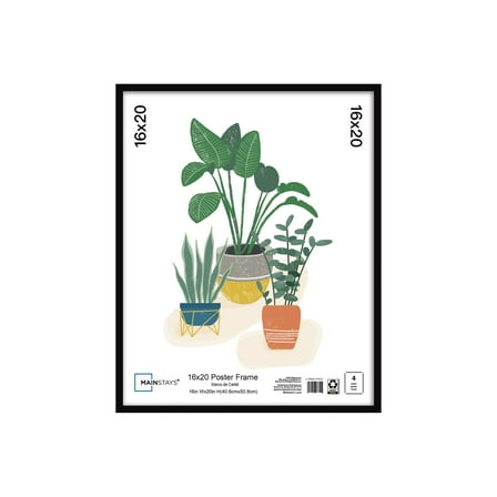 Mainstays – 16x20 Picture Frame – Black Flat Profile Wall Photo Frame