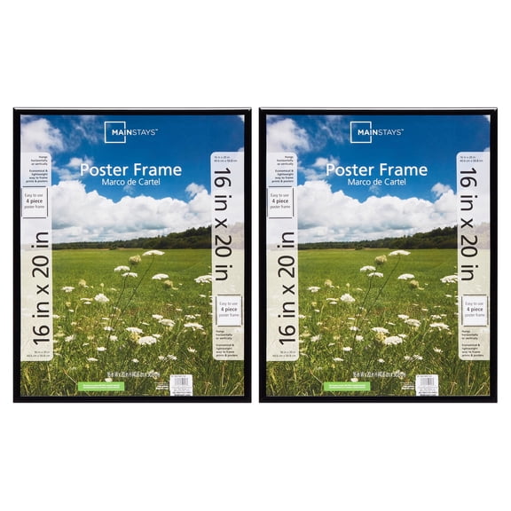 Mainstays 16x20 Basic Wall Picture Frames, Black, Set of 2