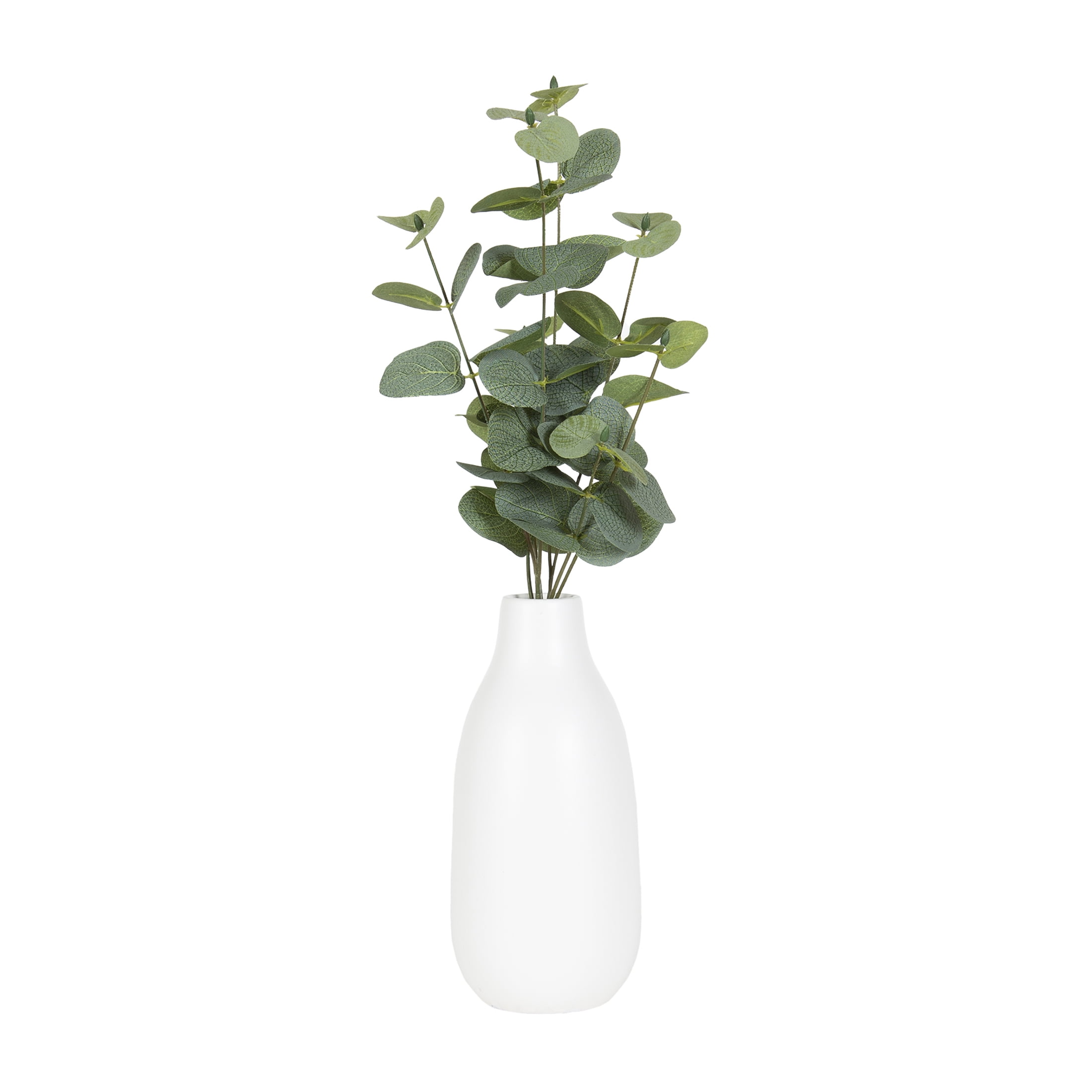 Mainstays 17.5” H Artificial Eucalyptus Plant in White Vase, Multi-Color
