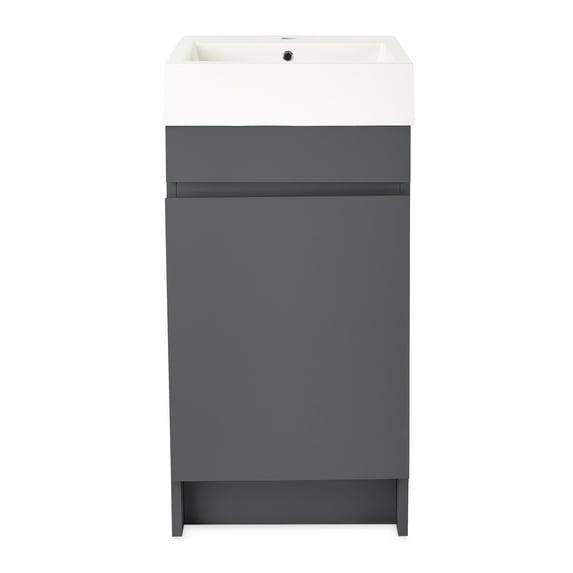 Mainstays 17.75x17.75 inch Grey Flannel Bathroom Vanity Cabinet With Cultured Marble Sink