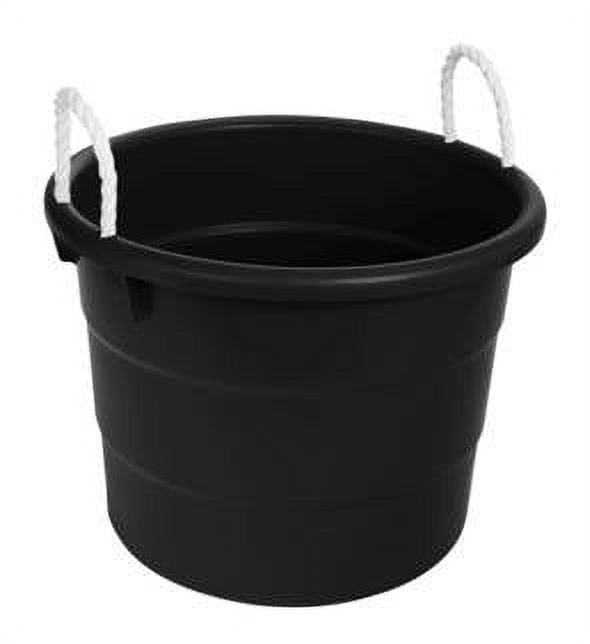Mainstays 17Gallon Plastic Utility Tub with Rope Handles, Black, Set