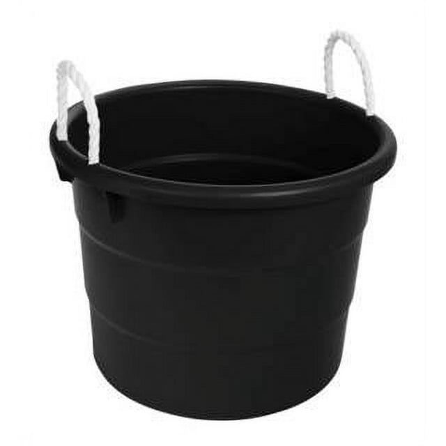 Mainstays 17-Gallon Plastic Utility Tub with Rope Handles, Black, Set of 2