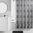 thumbnail image 1 of Mainstays 16-Piece Black Diamond Pattern Shower Curtain Bathroom Set – Fabric Curtain with Rug, Hooks, Soap Dispenser & Tray, 1 of 17