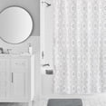 thumbnail image 1 of Mainstays 16-Piece White Diamond Pattern Shower Curtain Bathroom Set – Fabric Curtain with Rug, Hooks, Soap Dispenser & Tray, 1 of 16