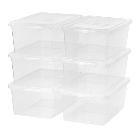Mainstays 17 Qt. (4.25 gal.) Plastic Stackable Closet Storage Box, Clear, Set of 6