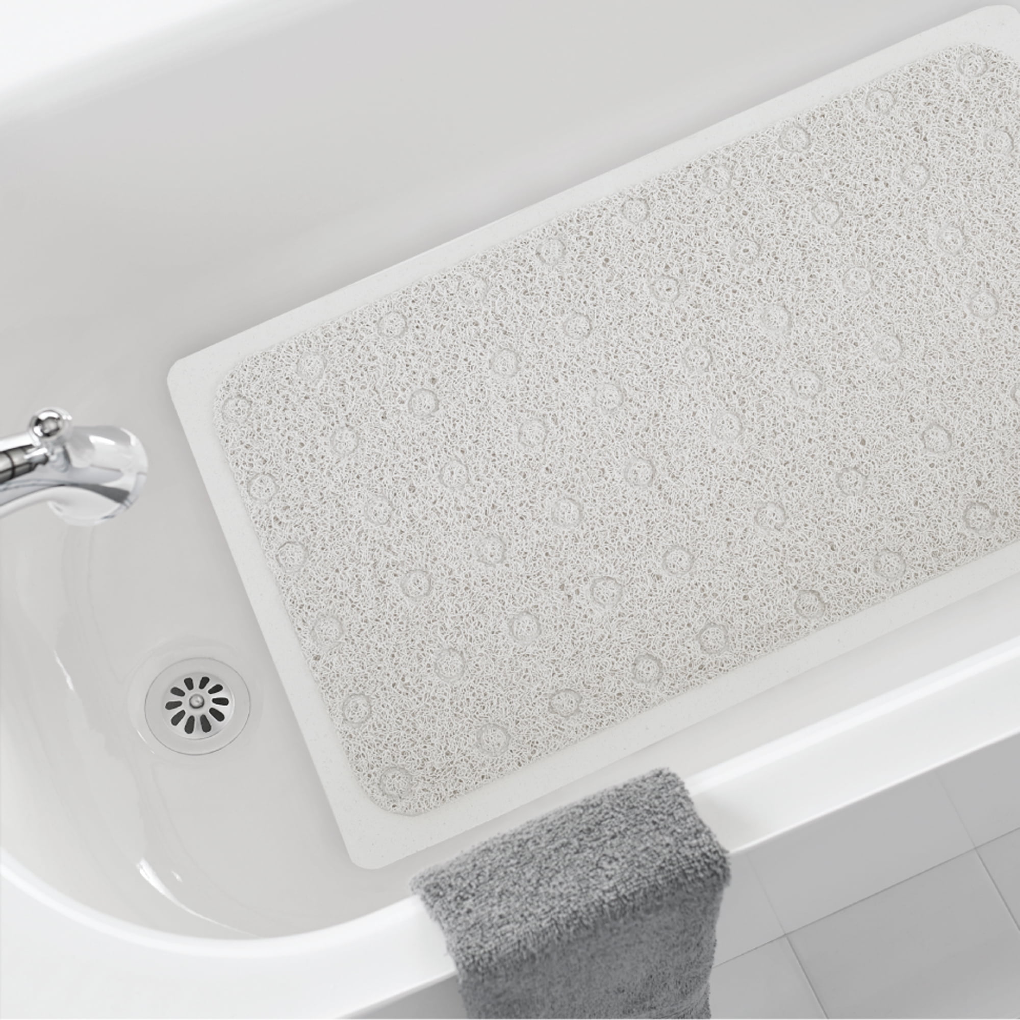 Mainstays 17" x 29" Mildew Resistant Textured Loofah PVC Bathtub Mat ...