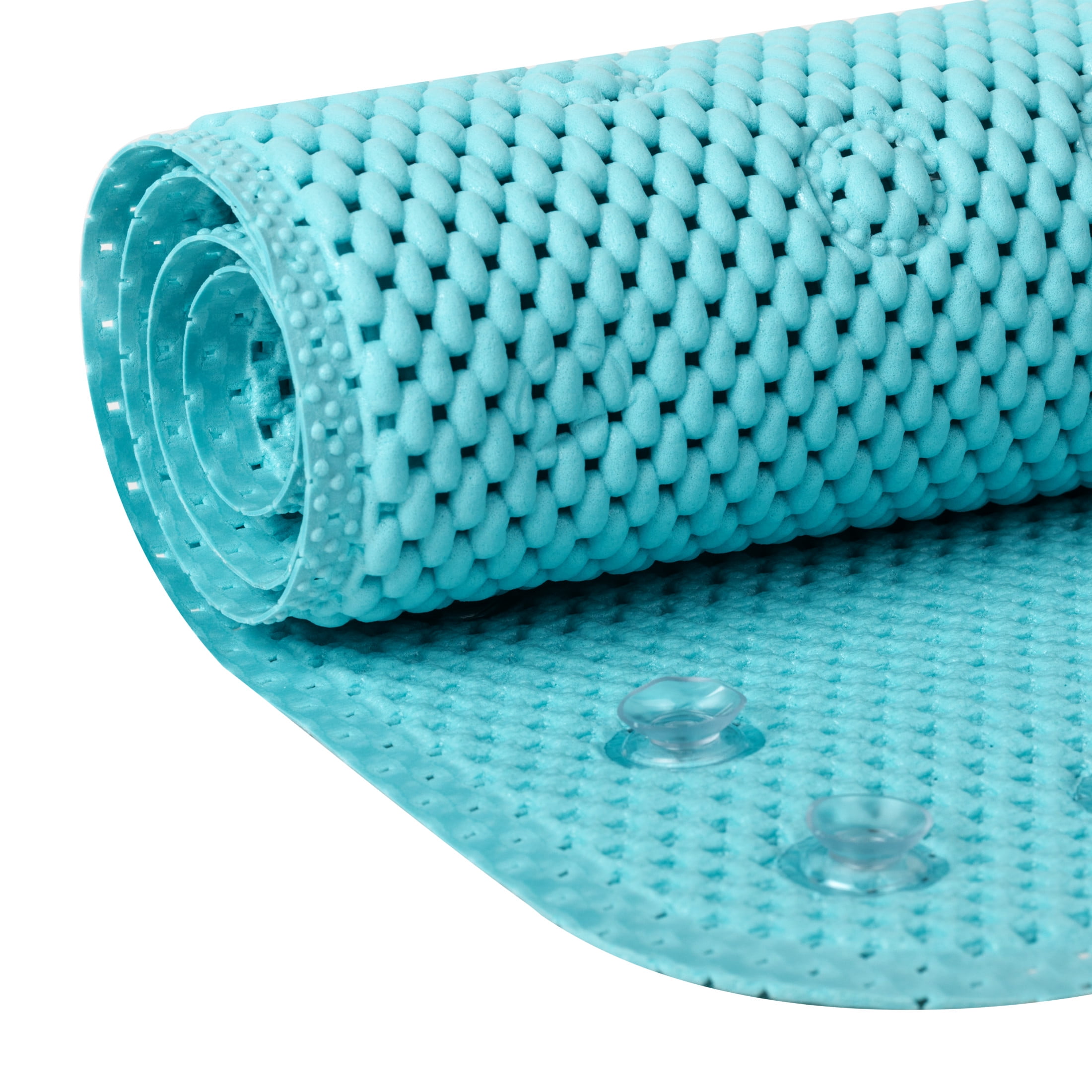 Mainstays 17" x 36" Cushioned Foam Bathtub Mat with Suction Cups, Blue ...