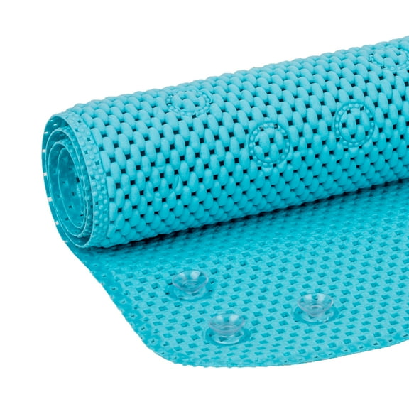 Mainstays 17" x 36" Cushioned Foam Bathtub Mat with Suction Cups, Blue