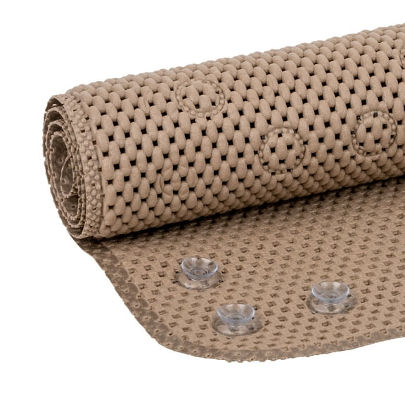 Mainstays 17" x 36" Cushioned Foam Bathtub Mat with Suction Cups, Taupe