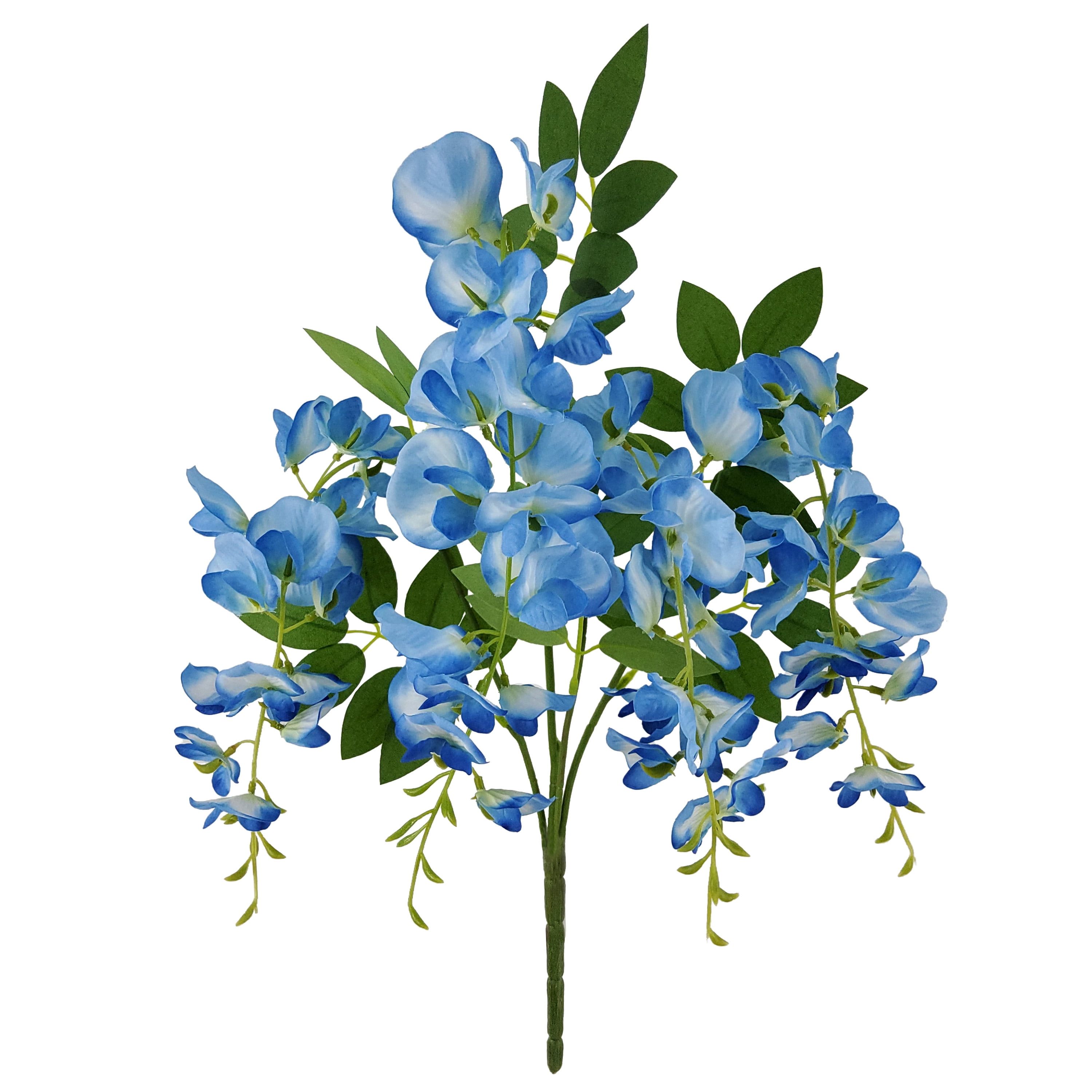 Mainstays 17in Indoor Artificial Blue Wisteria Bush, Blue Color.