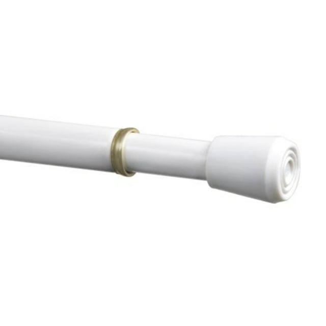 Mainstays 18-28 in. Adjustable Spring Tension Curtain Rod, 7/16 in. Diameter Steel Tube, White Finish