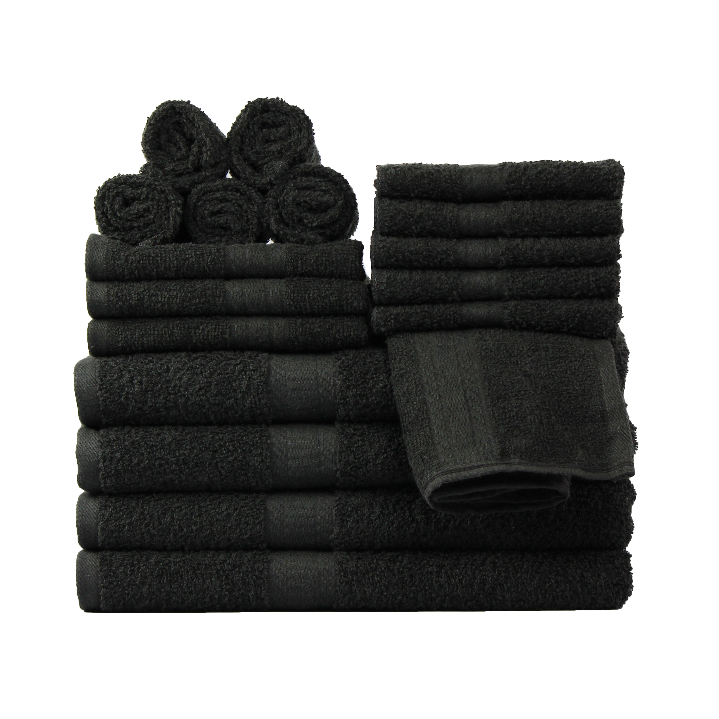 Mainstays 18-Piece 100% Cotton Towel Set, Black photo 1