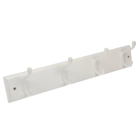 Mainstays 18 in White Wall-Mount Hook Board, 4 Double Hooks, 30 lb Capacity, 1 Pc