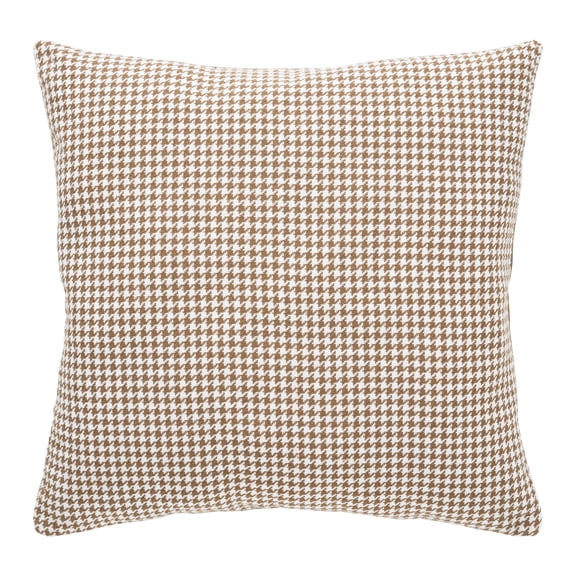 Mainstays 18 in x 18 in Brown Houndstooth Woven Decorative Pillow