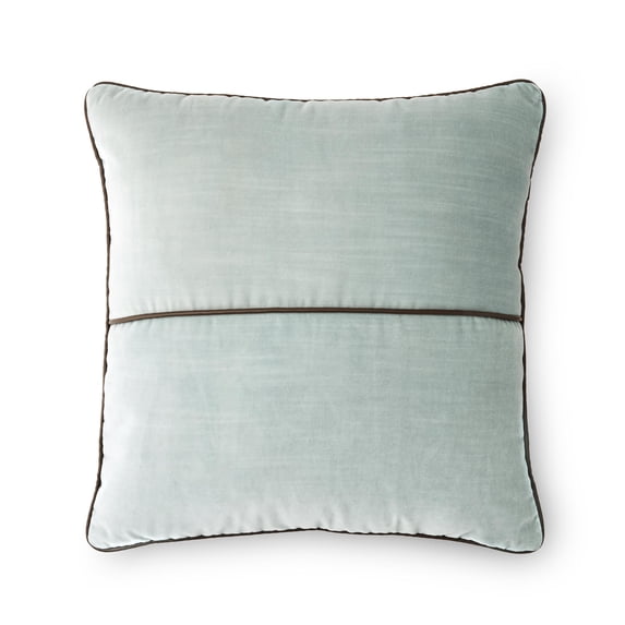 Mainstays 18 in x 18 in Green River Velvet with Faux Leather Trim Polyester Decorative Pillow Cover