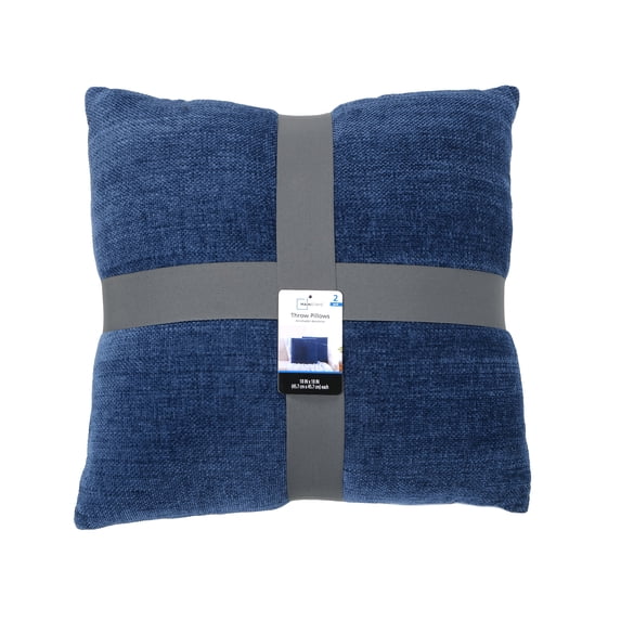 Mainstays 18 in x 18 in Navy Chenille Decorative Pillow Set, 2 Count