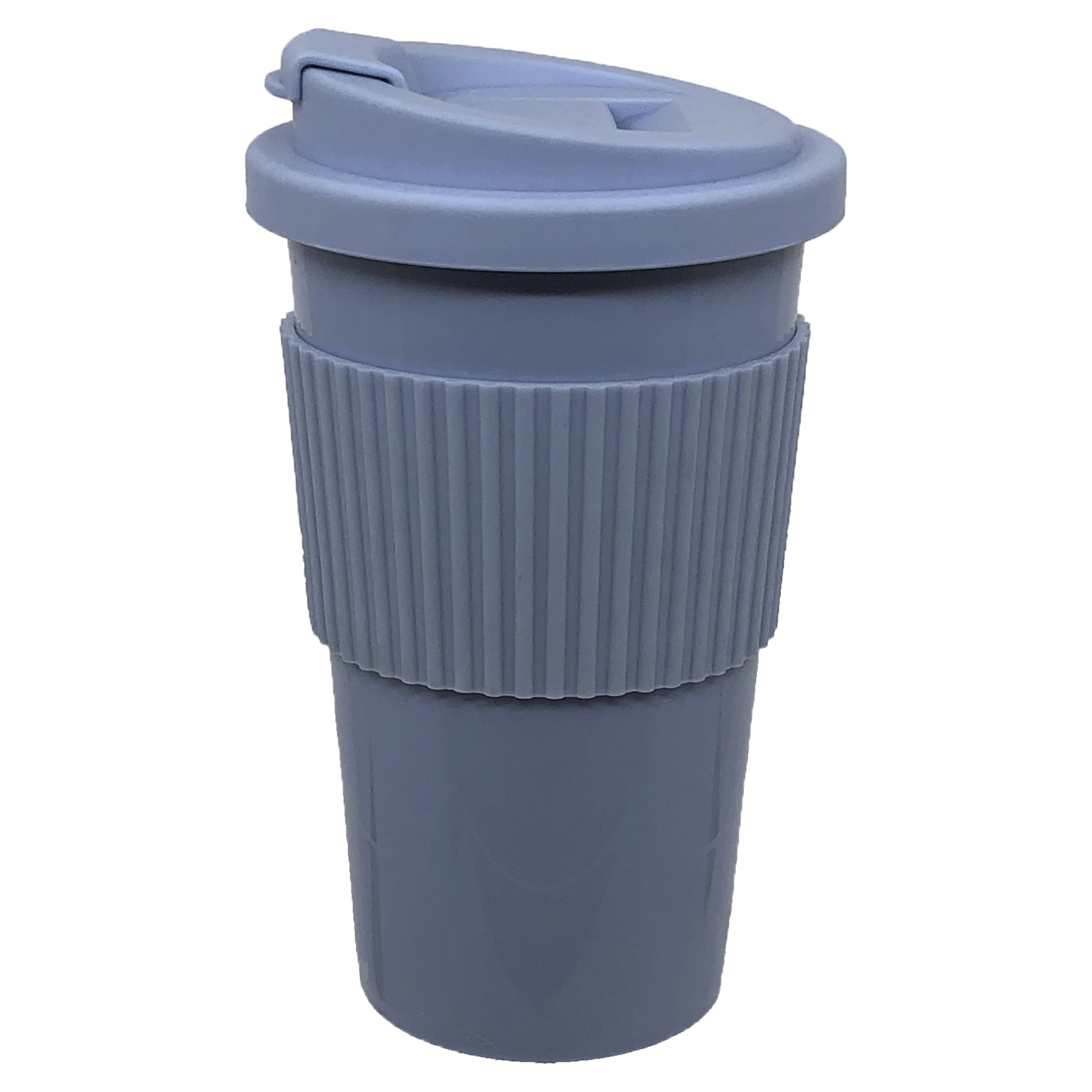 Mainstays 18 oz. On-the-Go Travel Cup with Ribbed Soft Grip and Twist Off  Lid, 18oz, 3.6 x 6.2, Blue Essence 