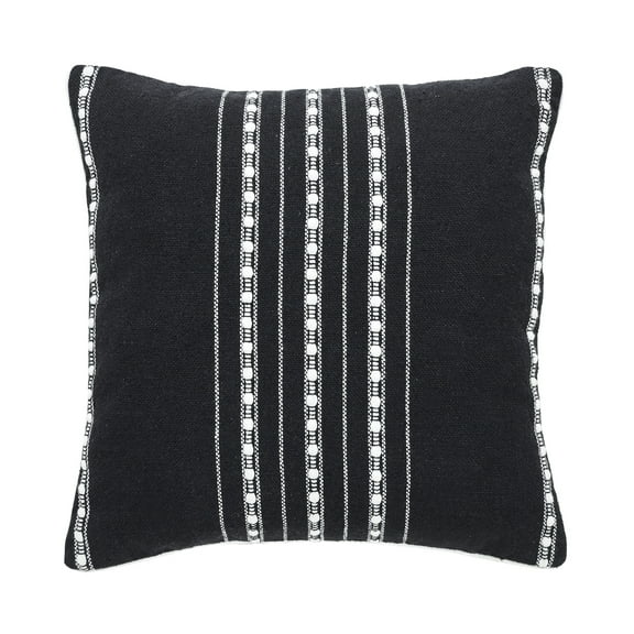 Mainstays 18" x 18" Black Stripe Cord Cotton Rich Decorative Pillow
