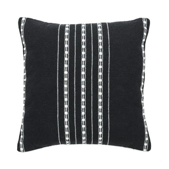 Mainstays 18" x 18" Black Stripe Cord Cotton Rich Decorative Pillow