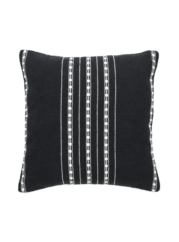 Mainstays 18" x 18" Black Stripe Cord Cotton Rich Decorative Pillow