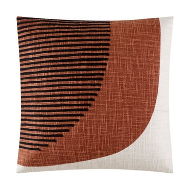 Mainstays Curved Geo Decorative Pillow for Adults, 18" x 18" Red