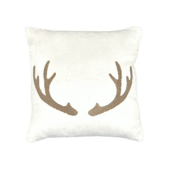 Mainstays 18" x 18" Decorative Antler Pillow, Ivory, (1 Count), Adult